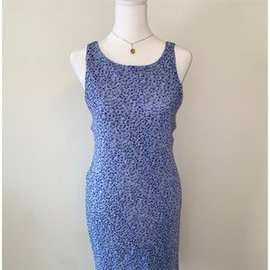 Vintage Cottage Fairy Babydoll Lilac Purple Floral Midi Dress. Size XXS